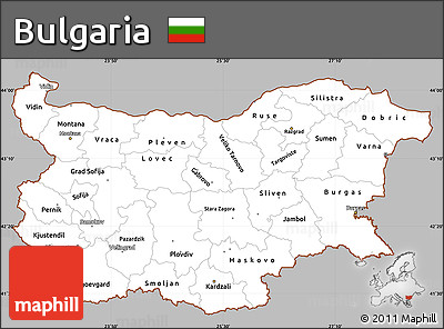 Gray Simple Map of Bulgaria, cropped outside