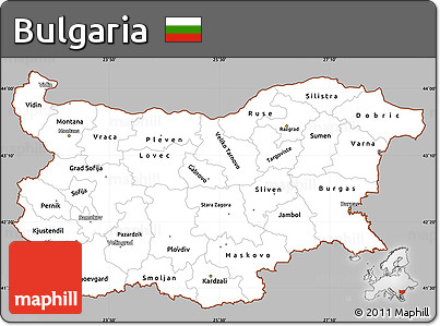 Gray Simple Map of Bulgaria, cropped outside