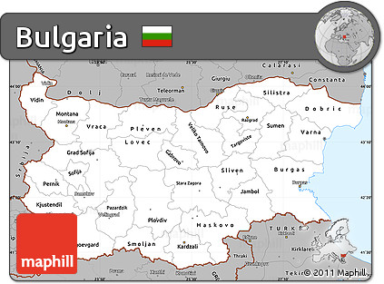 Gray Simple Map of Bulgaria
