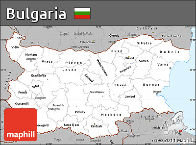 Gray Simple Map of Bulgaria
