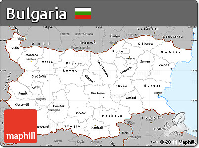 Gray Simple Map of Bulgaria
