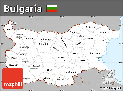 Gray Simple Map of Bulgaria, single color outside