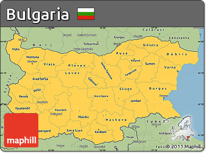 Savanna Style Simple Map of Bulgaria