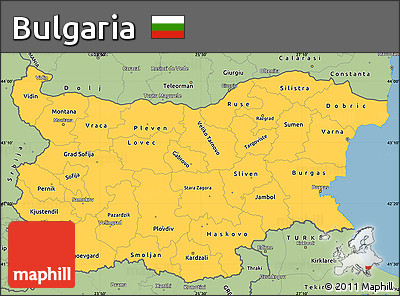 Savanna Style Simple Map of Bulgaria