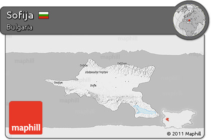 Gray Panoramic Map of Sofija, single color outside