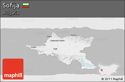 Gray Panoramic Map of Sofija, single color outside