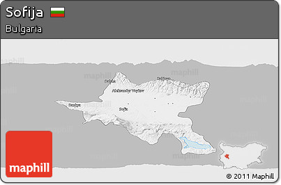 Gray Panoramic Map of Sofija, single color outside