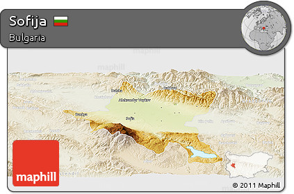 Physical Panoramic Map of Sofija, lighten