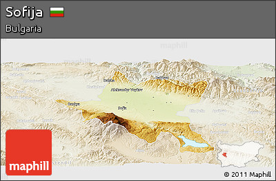 Physical Panoramic Map of Sofija, lighten