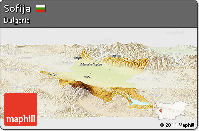 Physical Panoramic Map of Sofija, lighten