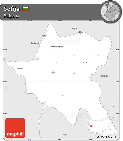 Silver Style Simple Map of Sofija