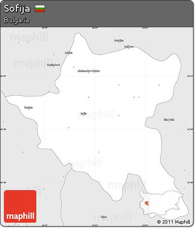 Silver Style Simple Map of Sofija