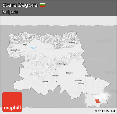 Gray 3D Map of Stara Zagora, single color outside