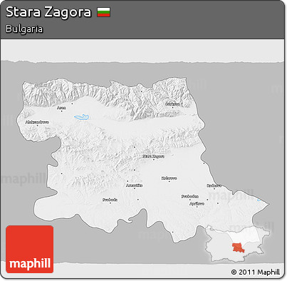 Gray 3D Map of Stara Zagora, single color outside