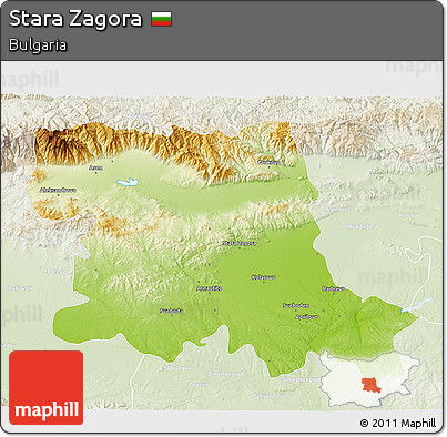 Physical 3D Map of Stara Zagora, lighten