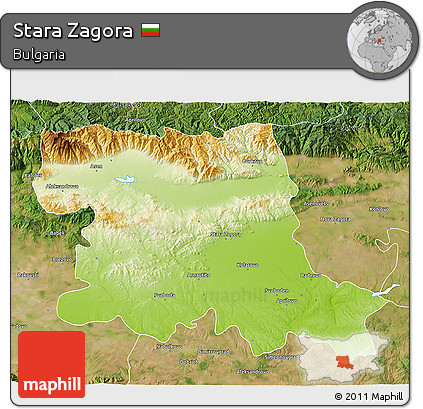 Physical 3D Map of Stara Zagora, satellite outside