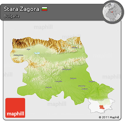 Physical 3D Map of Stara Zagora, single color outside