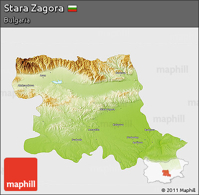Physical 3D Map of Stara Zagora, single color outside