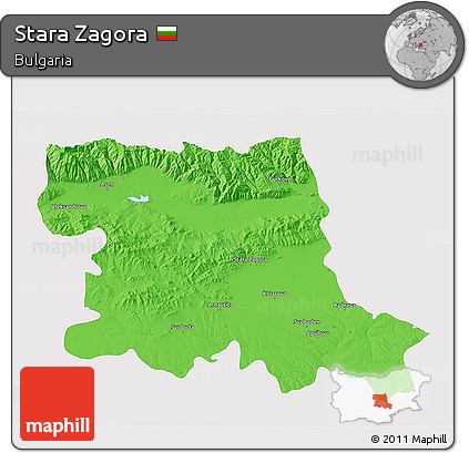 Political 3D Map of Stara Zagora, single color outside