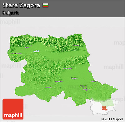 Political 3D Map of Stara Zagora, single color outside