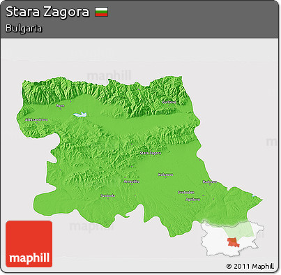 Political 3D Map of Stara Zagora, single color outside