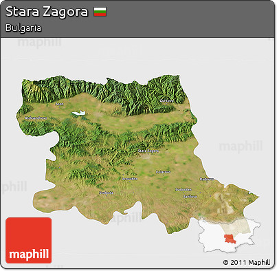 Satellite 3D Map of Stara Zagora, single color outside