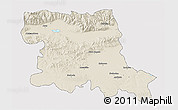 Shaded Relief 3D Map of Stara Zagora, single color outside