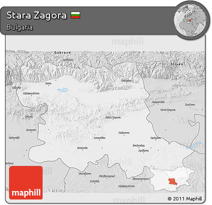 Silver Style 3D Map of Stara Zagora