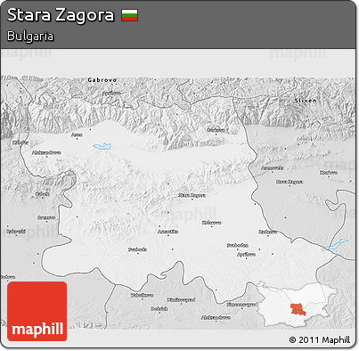 Silver Style 3D Map of Stara Zagora
