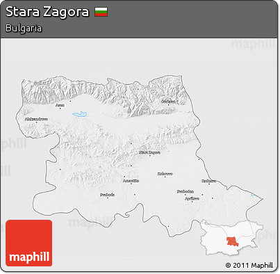 Silver Style 3D Map of Stara Zagora, single color outside