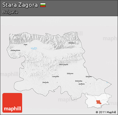 Silver Style 3D Map of Stara Zagora, single color outside
