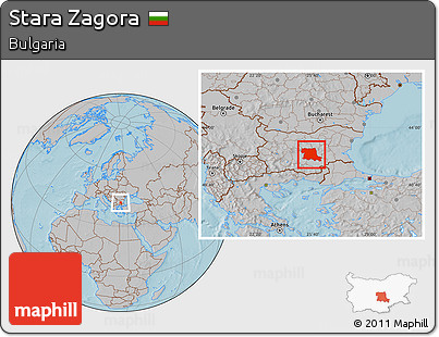 Gray Location Map of Stara Zagora, hill shading