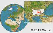 Satellite Location Map of Stara Zagora, highlighted country, within the entire country