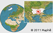 Satellite Location Map of Stara Zagora, highlighted country