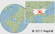 Savanna Style Location Map of Stara Zagora, highlighted country, hill shading