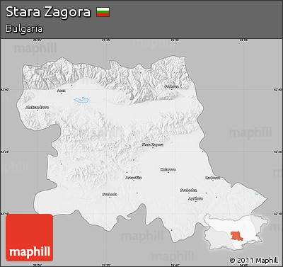 Gray Map of Stara Zagora, single color outside