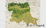 Satellite Map of Stara Zagora, shaded relief outside