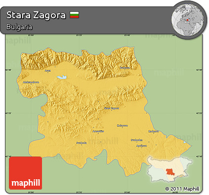 Savanna Style Map of Stara Zagora, single color outside