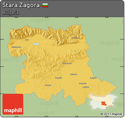 Savanna Style Map of Stara Zagora, single color outside
