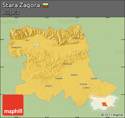 Savanna Style Map of Stara Zagora, single color outside