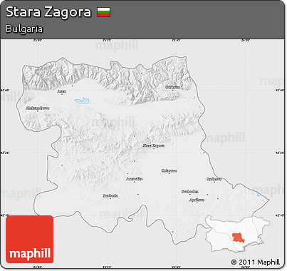 Silver Style Map of Stara Zagora, single color outside