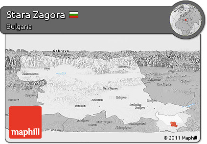 Gray Panoramic Map of Stara Zagora
