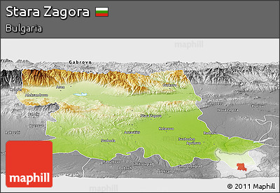 Physical Panoramic Map of Stara Zagora, desaturated