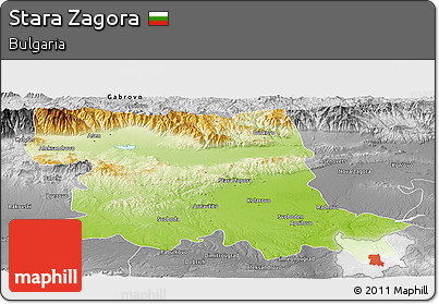 Physical Panoramic Map of Stara Zagora, desaturated