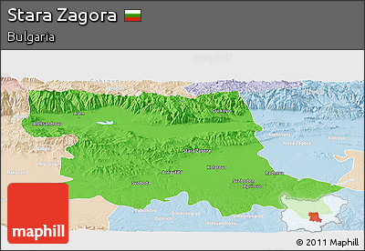 Political Panoramic Map of Stara Zagora, lighten