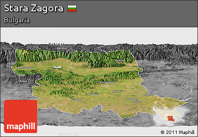 Satellite Panoramic Map of Stara Zagora, desaturated