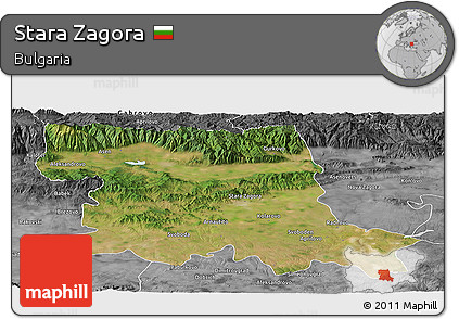 Satellite Panoramic Map of Stara Zagora, desaturated