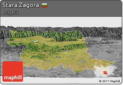 Satellite Panoramic Map of Stara Zagora, desaturated