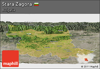 Satellite Panoramic Map of Stara Zagora, semi-desaturated