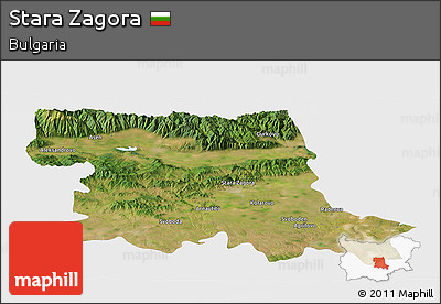 Satellite Panoramic Map of Stara Zagora, single color outside